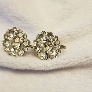 Vintage Coro Screwon Earrings Rhinestones